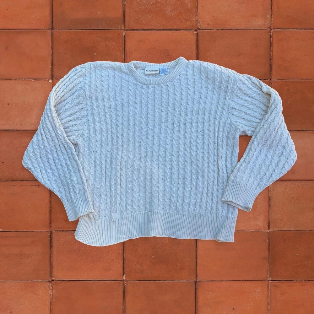 100% Cotton Vintage 90's Elisabeth Liz Claiborne Fisherman's Cableknit Sweater